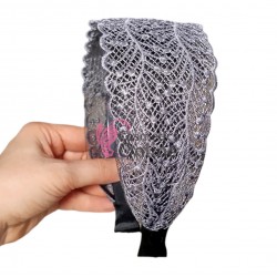 Bentita deosebita pentru par din Dantela lata BTP087ZZ Gri Cenusiu